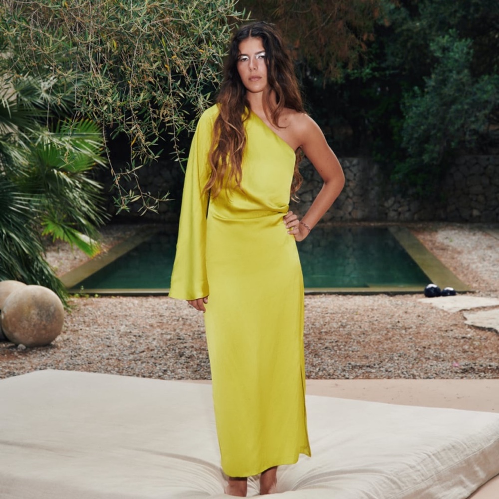 NWT Zara One Shoulder Satin Dress